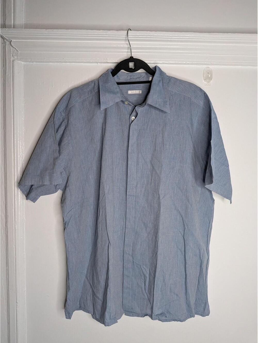 Halogen Shirt Mens 2XL Blue Chambray Short Sleeve Button Front Casual Cotton